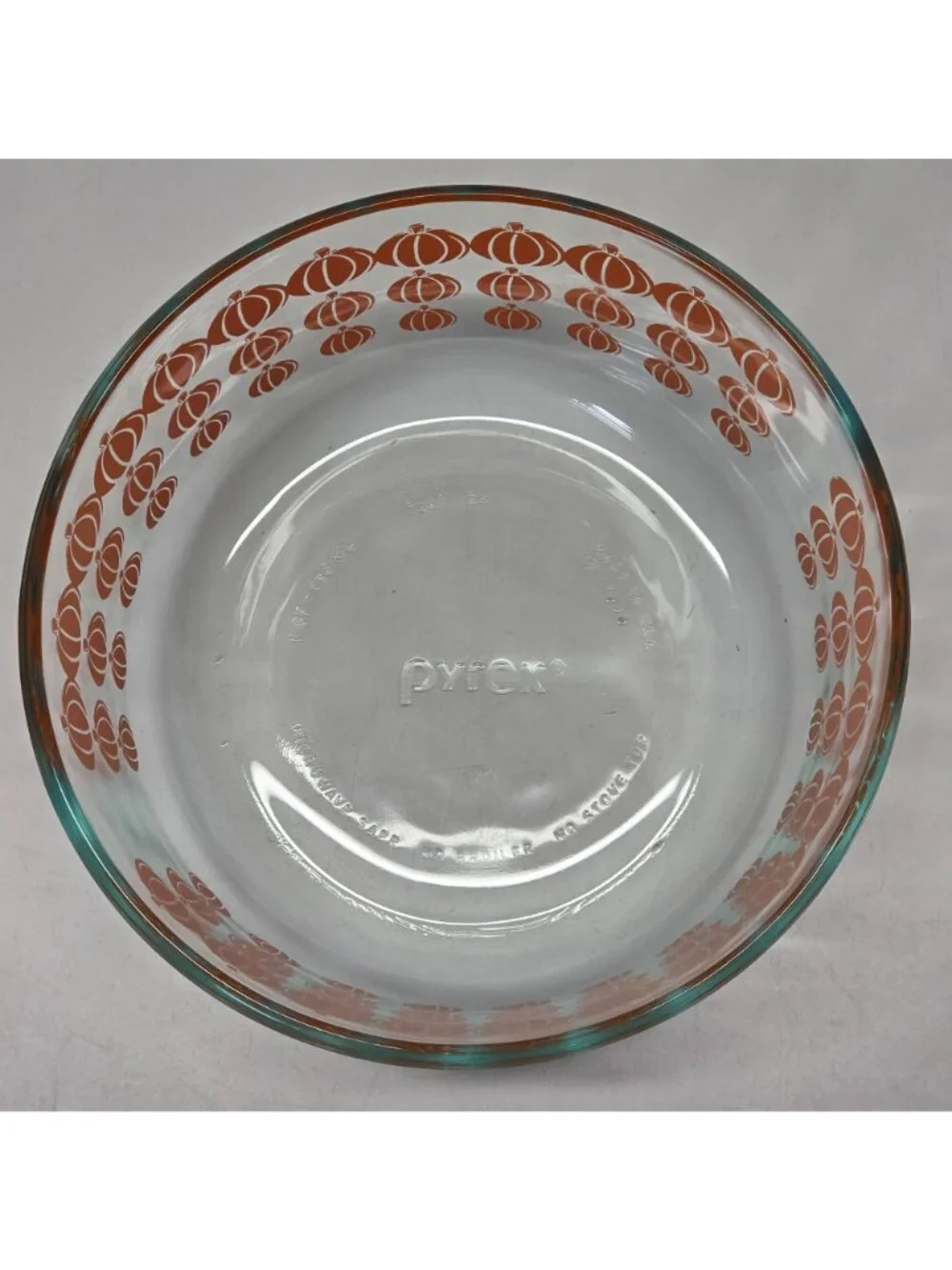 Pyrex 4 Cup Glass Storage Bowl Orange Pumpkin Print w/ Lid 950mL Fall Halloween